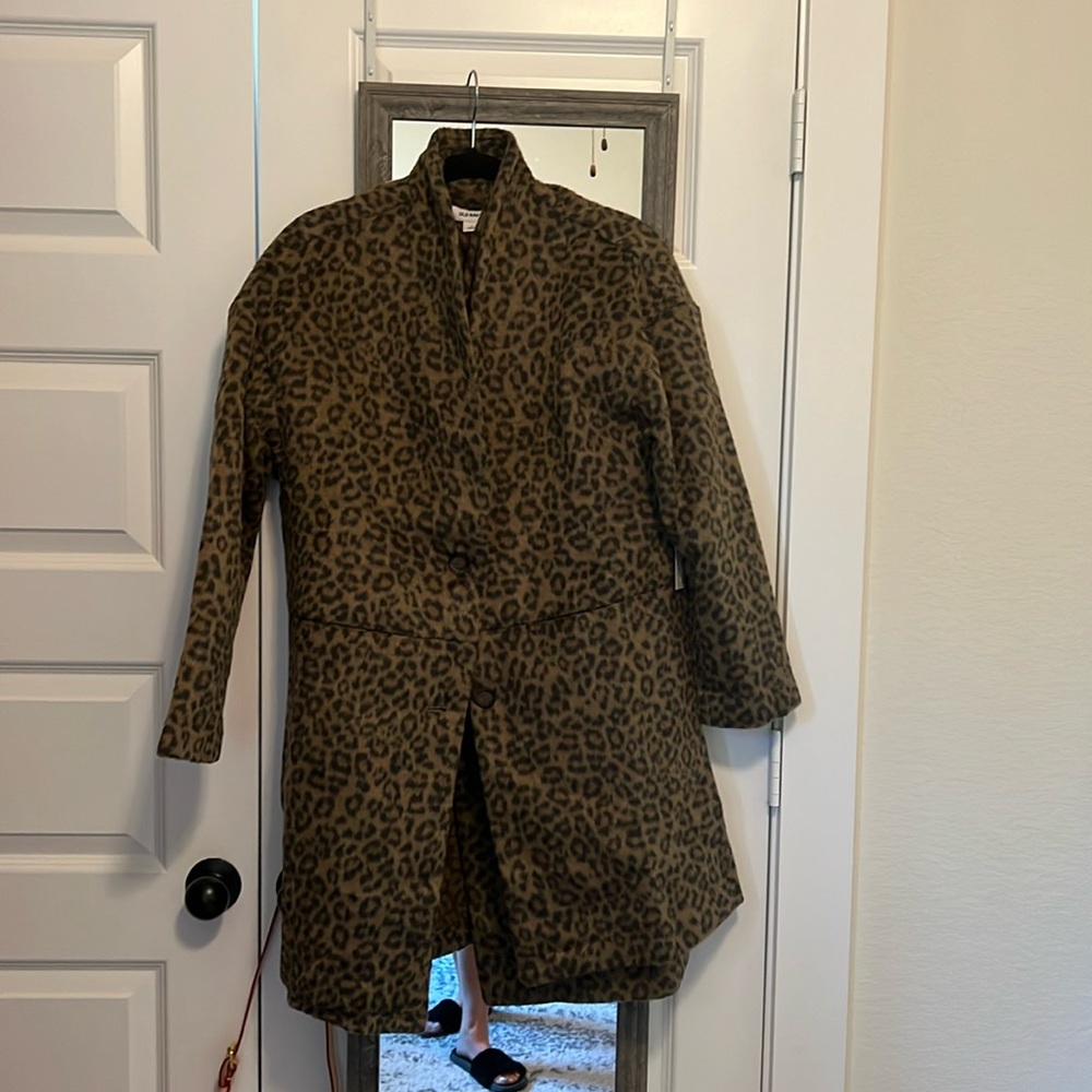Faux fur leopard print old navy over coat